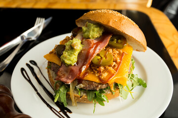 Premium burger with delicious toppings