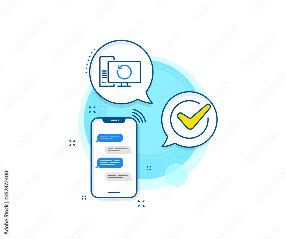 Poster backup data sign. phone messages complex icon. recovery computer line icon. restore information symb