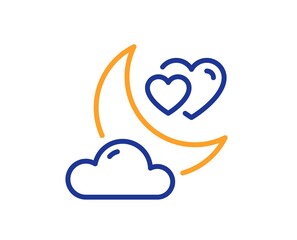 Love night line icon. Valentines day evening sign. Couple relationships symbol. Colorful thin line outline concept. Linear style love night icon. Editable stroke. Vector