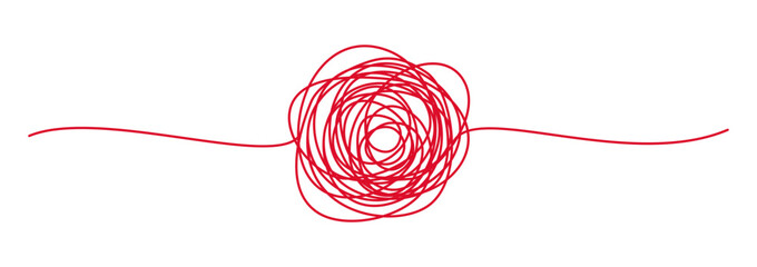 Tangled banner with scribbled circle hand drawn with thin line