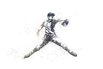 Fototapeta premium 点描画風の野球ピッチャーのシルエット