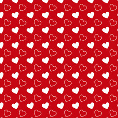 Simple hearts seamless vector patterns. Valentines OR chirstmas day background. Flat design endless chaotic texture made of tiny heartVector illustration for holiday design.