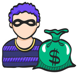 Color Sketch Icon Burglar