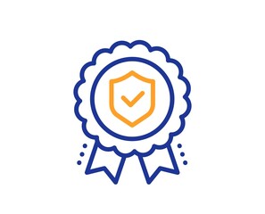 Insurance medal line icon. Certified risk coverage sign. Confirmed protection symbol. Colorful thin line outline concept. Linear style insurance medal icon. Editable stroke. Vector