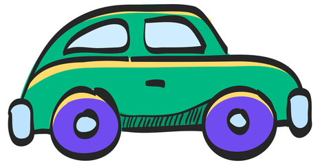 Color Sketch Icon Green car