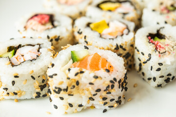 Uramaki on a white plate