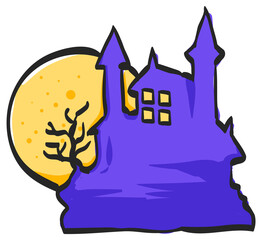 Color Sketch Icon Dark castle
