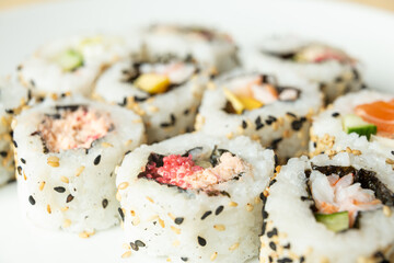 Uramaki on a white plate
