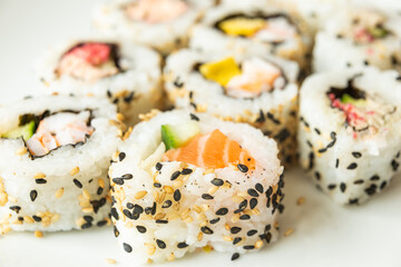 Uramaki on a white plate