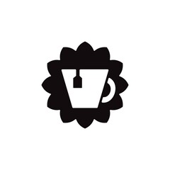 Hot tea cup icon in flat design style. Instant tea with tea bag symbol.