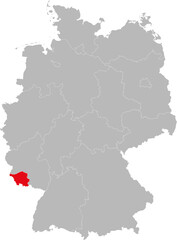 Saarland state isolated on Germany map. Business concepts and backgrounds.