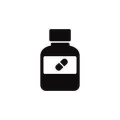 Medicine bottle icon. Pill container symbol. Line icon design.