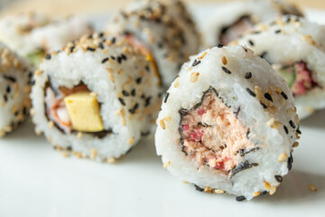 Uramaki on a white plate