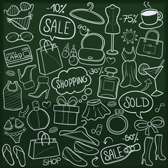 Shopping Doodle Icon Chalkboard Sketch