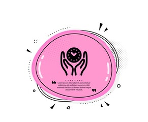Safe time icon. Quote speech bubble. Clock sign. Office management symbol. Quotation marks. Classic safe time icon. Vector