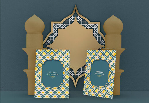 Islamic Happy Muharram 2 Posters Mockup