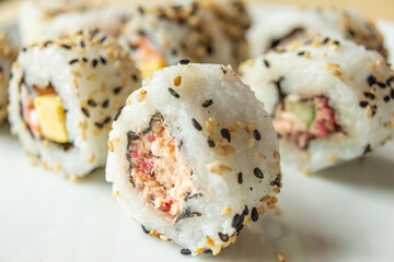 Uramaki on a white plate