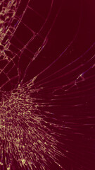 Multi-colored and bright broken smartphone screen close-up.