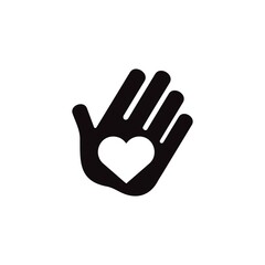 Heart in hand symbol. Love and peace icon.