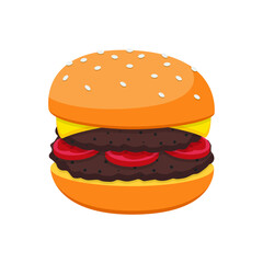 Burger flat style isolated on white. Food object concept vector for your design work, presentation, website or others.