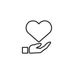 Heart in hand symbol. Love and peace icon.