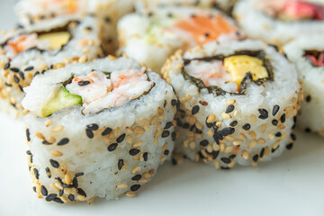 Uramaki on a white plate