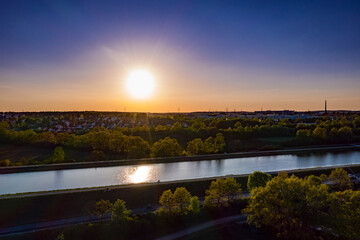 Aerial view of sunset at Erlangen