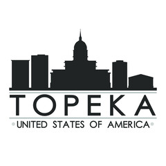Obraz premium Topeka Skyline Silhouette Design City Vector Art Famous Buildings