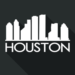 Houston Flat Icon Skyline Silhouette Design City Vector Art Famous Buildings