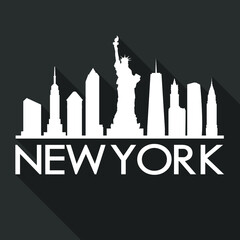 New York Flat Icon Skyline Silhouette Design City Vector Art Famous Buildings