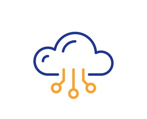 Obraz premium Cloud computing line icon. Internet data storage sign. File hosting technology symbol. Colorful thin line outline concept. Linear style cloud computing icon. Editable stroke. Vector