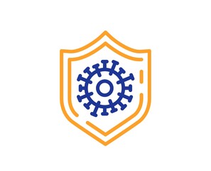 Coronavirus protection line icon. Covid-19 pandemic virus sign. Corona virus symbol. Colorful thin line outline concept. Linear style coronavirus protection icon. Editable stroke. Vector
