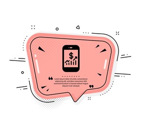 Mobile finance icon. Quote speech bubble. Business audit sign. Check investment symbol. Quotation marks. Classic mobile finance icon. Vector