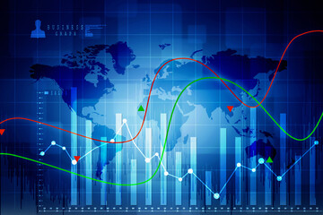 2d rendering Stock market online business concept. business Graph 