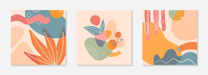 Bundle of modern vector collages with hand drawn organic shapes,textures and graphic elements.Trendy contemporary design perfect for prints,social media,banners,invitations,branding design,covers