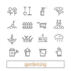 Gardening thin line icons. Vector set of plant growing and horticulture signs. Modern linear design elements for web interface and mobile services. Isolated on white background.