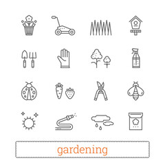 Garden thin line icons. Vector set of gardening and horticulture modern signs. Modern linear design elements for web interface and mobile services. Isolated on white background.