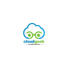 geek cloud computing logo concept