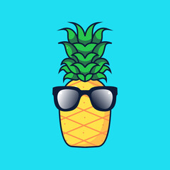 illustration of a pineapple wearing sunglasses