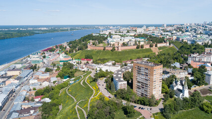 View of the Nizhny Novgorod Kremlin located on the Bank of the Volga