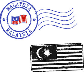 Two postal grunge stamps 'MALAYSIA'.
