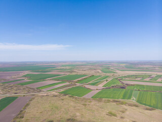 Arable land. The concept of agriculture. Aerial photography.