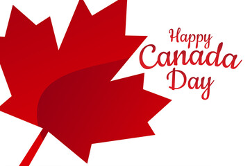 Happy Canada Day. July 1. Holiday concept. Template for background, banner, card, poster with text inscription. Vector EPS10 illustration.