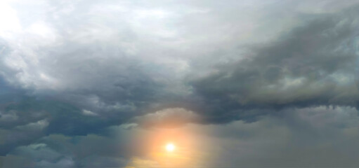 Fototapeta premium Sunset background. Gray sky with rainy clouds. Dramatic nature.