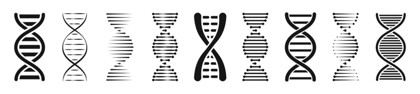 Set Of DNA Or Chromosome Icons Set. Vector Illustration.