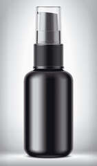 Spray bottle on background. Matt surface, transparent cap version. 
