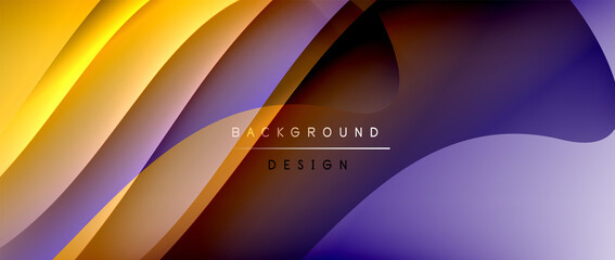 Fluid gradient waves with shadow lines and glowing light effect, modern flowing motion abstract background for cover, placards, poster, banner or flyer