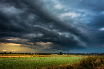 storm clouds over the field