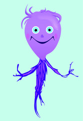 Purple ghost happy vector cartoon