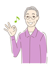 笑顔でOKサインを出す男性